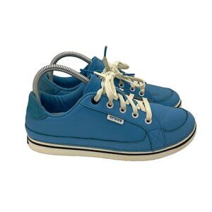 CROCS Blue Lace-Up Athletic Sneakers with White Laces